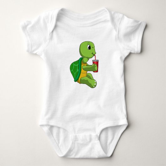 Turtle with Drinking mug with Straw Romper (Voorkant)