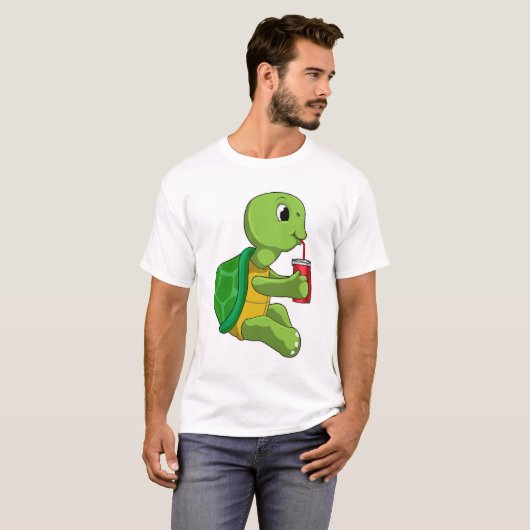 Turtle with Drinking mug with Straw T-shirt (Voorkant volledig)