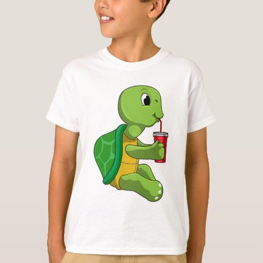 Turtle with Drinking mug with Straw T-shirt (Voorkant)