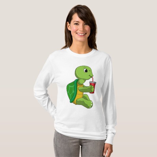 Turtle with Drinking mug with Straw T-shirt (Voorkant volledig)