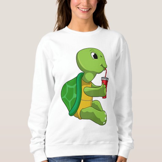 Turtle with Drinking mug with Straw Trui (Voorkant)