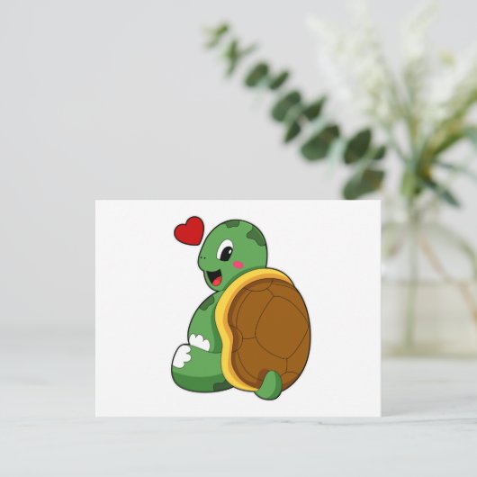 Turtle with Heart Briefkaart (Staand voorkant)