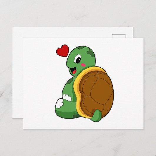Turtle with Heart Briefkaart (Voorkant / Achterkant)