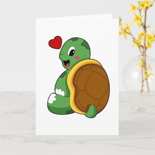 Turtle with Heart Kaart (Gele Bloem)
