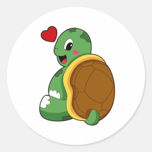 Turtle with Heart Ronde Sticker (Voorkant)