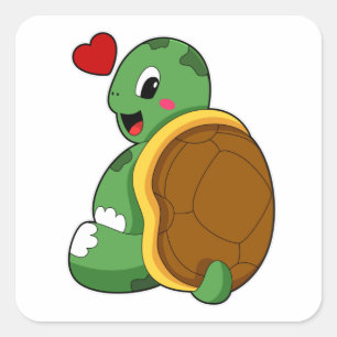 Turtle with Heart Vierkante Sticker
