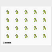 Turtle with Phone & Hat Ronde Sticker (Vel)