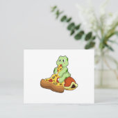 Turtle with Pizza Briefkaart (Staand voorkant)