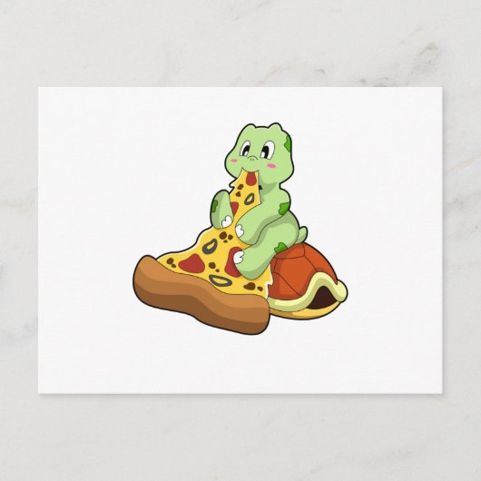 Turtle with Pizza Briefkaart (Voorkant)