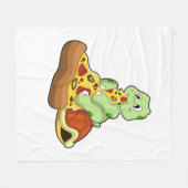 Turtle with Pizza Fleece Deken (Voorkant (Horizontaal))