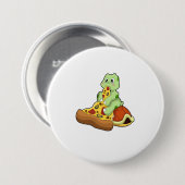 Turtle with Pizza Ronde Button 7,6 Cm (Voorkant /achterkant)