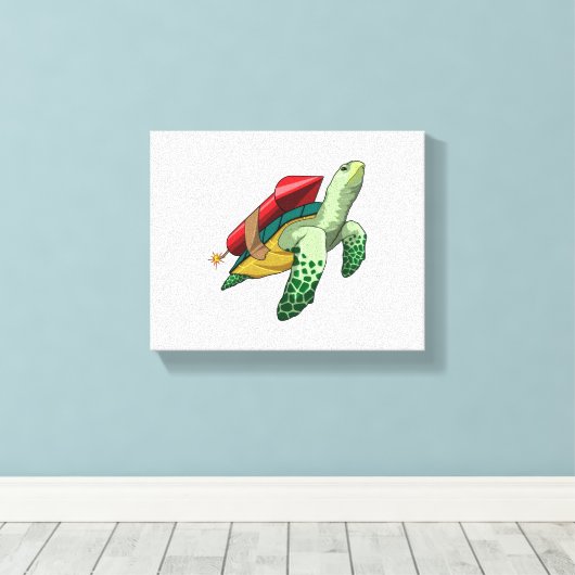 Turtle with Rocket Canvas Afdruk (Insitu (Houten vloer))
