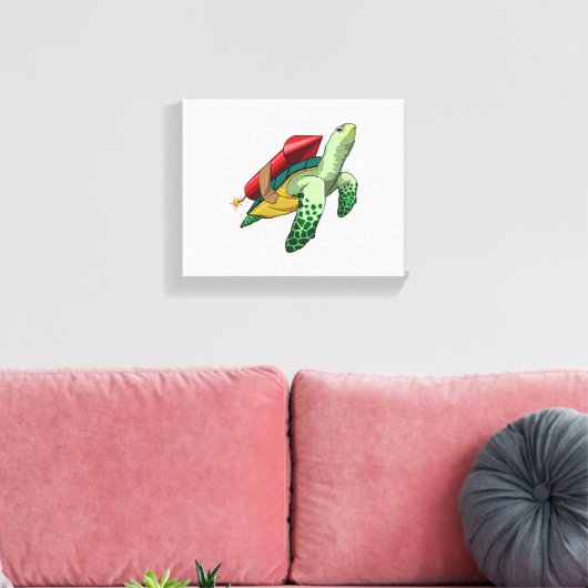 Turtle with Rocket Canvas Afdruk (Insitu (Woonkamer))