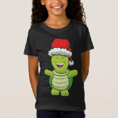 Turtle with Santa Hat Cute Turtle met kerst T-shirt (Voorkant)