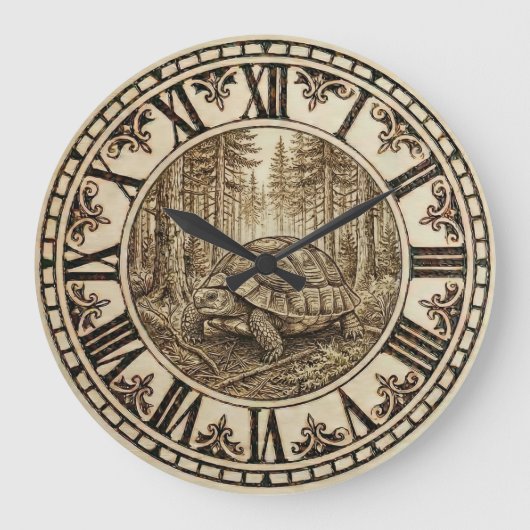 Turtle Wooden Wall Clock Grote Klok (Voorkant)