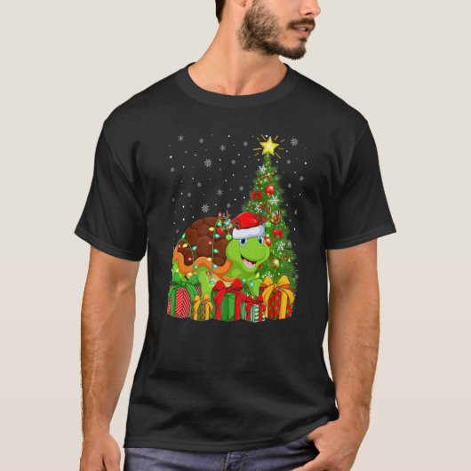 Turtle  Xmas Holiday Santa Turtle Christmas Tree T-shirt (Voorkant)