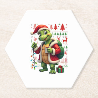 Turtle Xmas Lichtjes Lelijke Kerstman Turtle Kerst Kartonnen Onderzetters