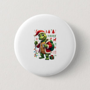 Turtle Xmas Lichtjes Lelijke Kerstman Turtle Kerst Ronde Button 5,7 Cm
