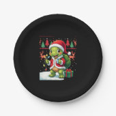Turtle Xmas Lights Ugly Santa Turtle Christmas Tan Papieren Bordje (Voorkant)
