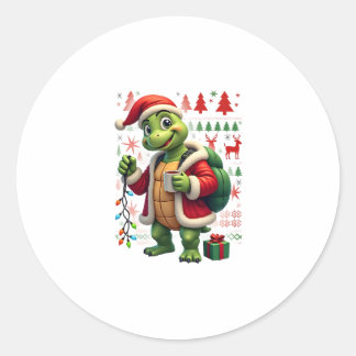 Turtle Xmas Lights Ugly Santa Turtle Christmas Tan Ronde Sticker