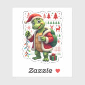 Turtle Xmas Lights Ugly Santa Turtle Christmas Tan Sticker (Vel)
