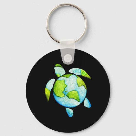 Turtle Zee Turtle Planet April 22 Earth Day Save T Sleutelhanger (Voorkant)
