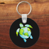 Turtle Zee Turtle Planet April 22 Earth Day Save T Sleutelhanger (Voorkant)