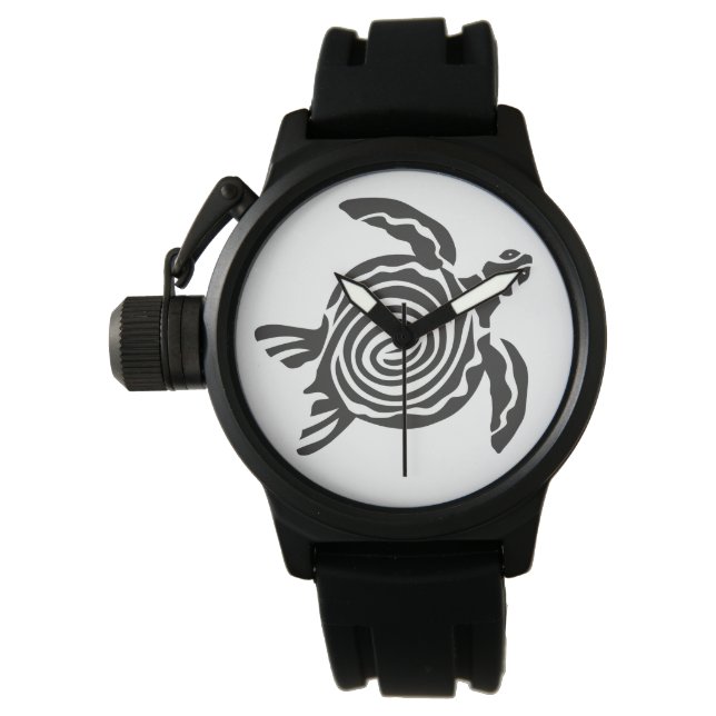 TURTLE. ZWARTE DECORATIEVE TURTUS HORLOGE (Voorkant)