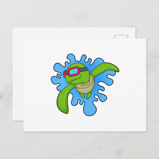 Turtle Zwemmen Zwembril Briefkaart (Voorkant / Achterkant)