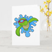 Turtle Zwemmen Zwembril Kaart (Gele Bloem)