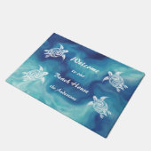 Turtles Beach House Familienaam White Blue Doormat Deurmat (Schuin)