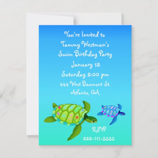 Turtles Birthday Invitation Kaart (Voorkant)