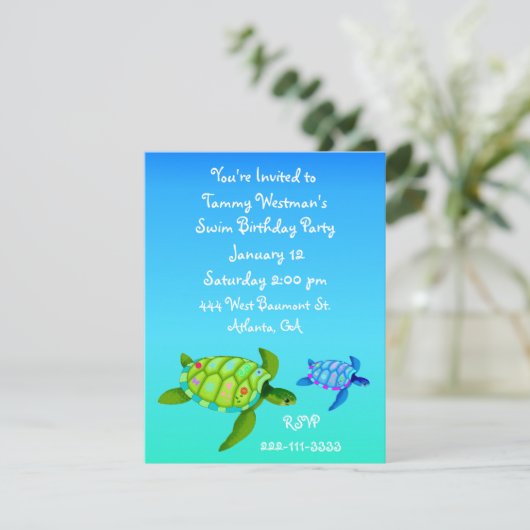 Turtles Birthday Invitation Kaart (Staand voorkant)