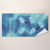 Turtles Blue Waterverf Familienaam Coastal Badhanddoek (Badhanddoek)