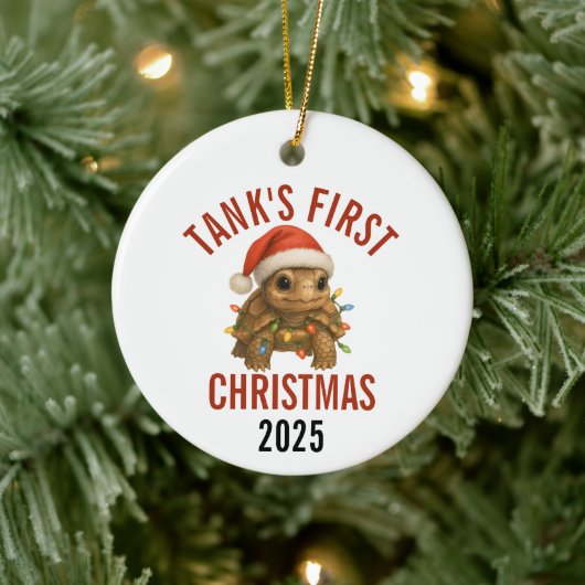 Turtle's Eerste Kerstmis 2025 Keramisch Ornament (Boom)