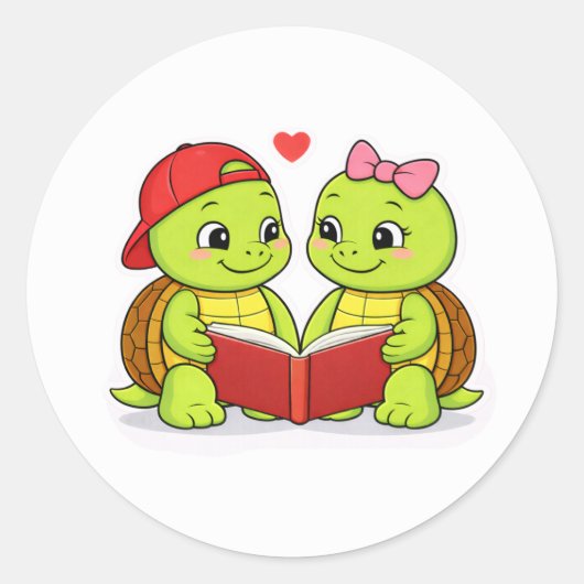 Turtles enjoying a quiet moment ronde sticker (Voorkant)