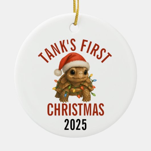 Turtle's First Christmas 2025 Keramisch Ornament (Voorkant)