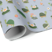 Turtles & Lily Pads on Light Blue Cadeaupapier (Rol Hoek)