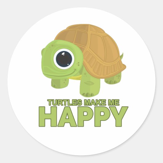 Turtles maken me gelukkig ronde sticker (Voorkant)