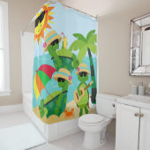 Turtles Summer Beach Party Cute Kinder Douchegordijn (In situ)