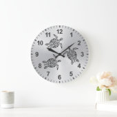 Turtles Tribal Tattoo Black Animal Grote Klok (Huis)