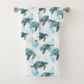 Turtles Watercolor Pattern Bad Handdoek (Insitu)