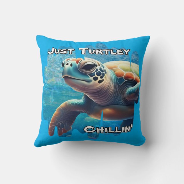 Turtley Chillin' Zee Turtle Close-Up Peaceful Vibe Kussen (Achterkant)