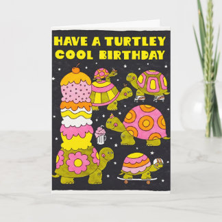 Turtley Cool Verjaardagskaart met Letterpress Kaart