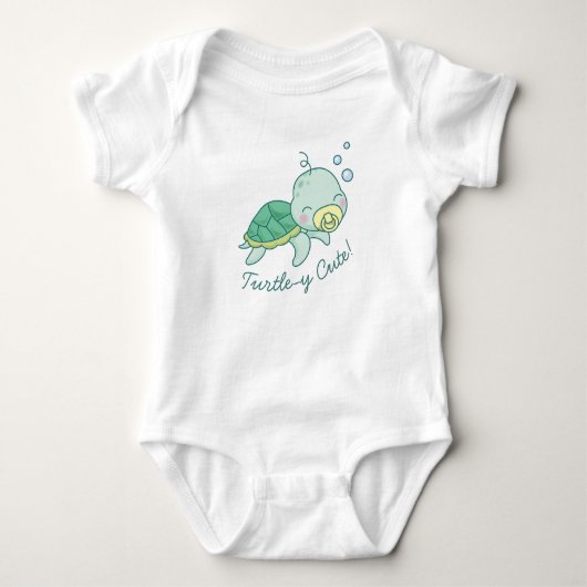 Turtley Cute Zee Turtle Baby shower Kawaii Romper (Voorkant)
