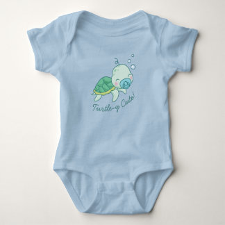 Turtley Cute Zee Turtle Shower Kawaii Blue Boy Romper