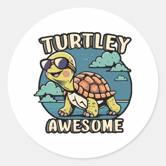 Turtley Geweldig Ronde Sticker (Voorkant)