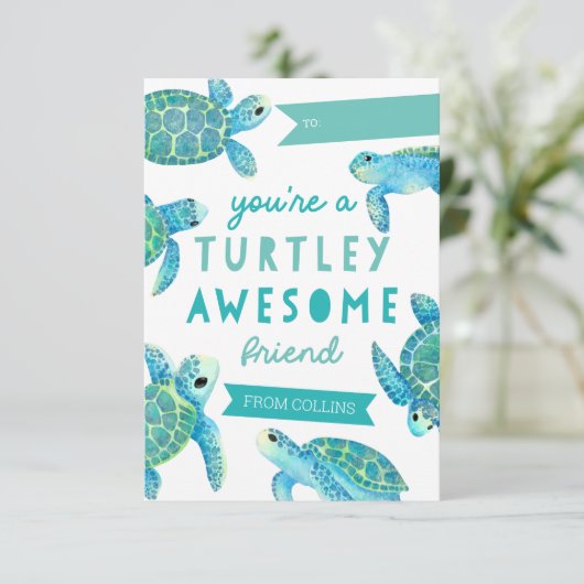 Turtley Geweldige Classroom Valentijnsdag Kaart (Staand voorkant)