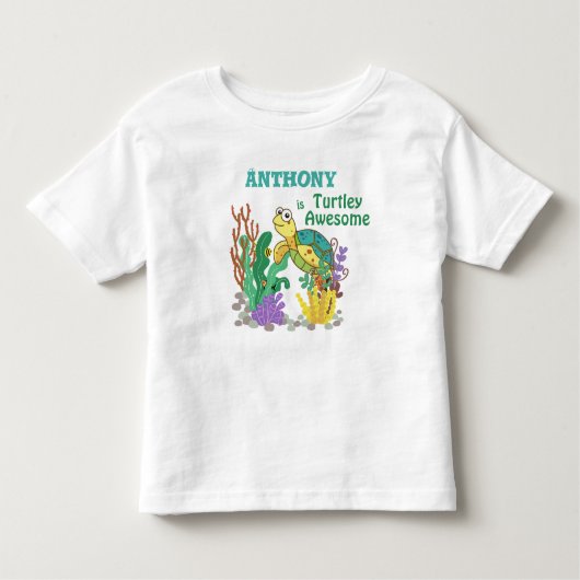 "Turtley Geweldige" Cute Personalized Turtle Kinder Shirts (Voorkant)