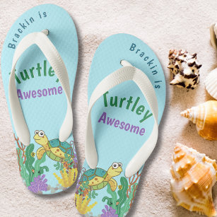 Turtley Geweldige Cute Personalized Turtle Sandals Kinder Teenslippers
